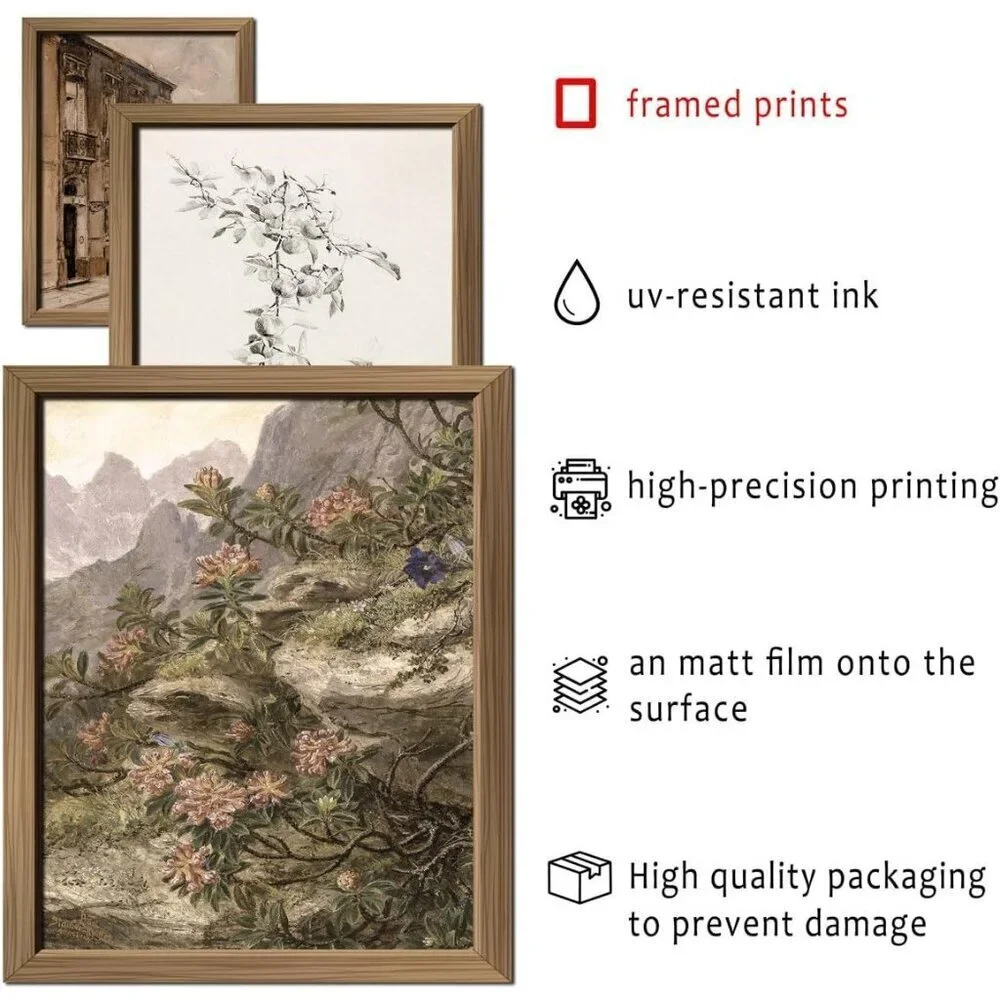 16 Pcs Framed Vintage Wall Art Decor French Country Farmhouse Gallery Frame Set